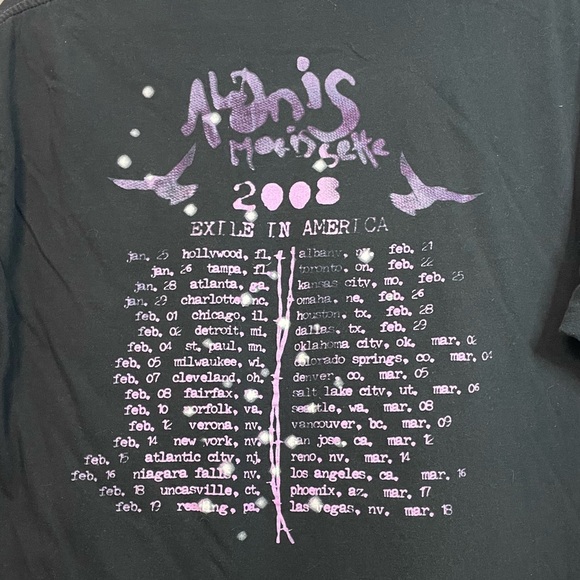 2008 Alanis Morrisette black ‘Exile in America’ graphic band tee sz XL - Picture 8 of 9